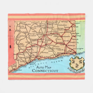Manta Polar Mapa de Auto de Connecticut