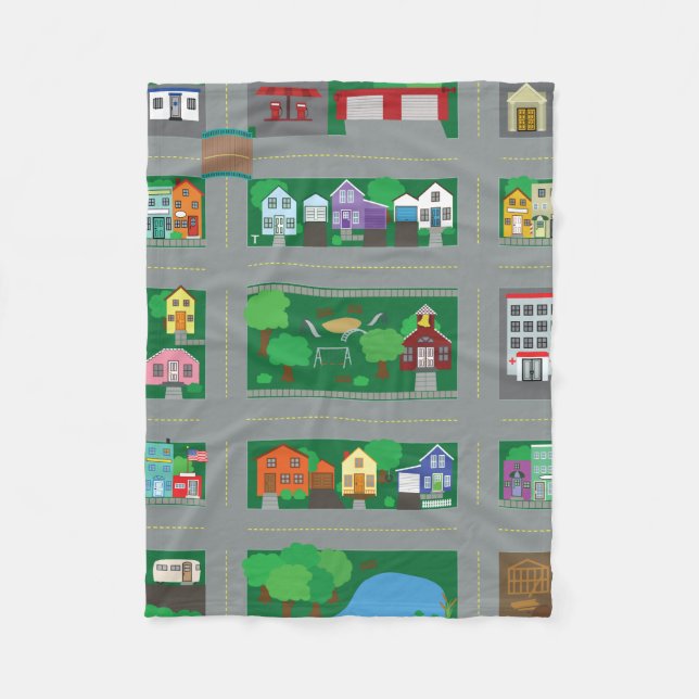 Manta Polar Mapa de camino de la ciudad del coche del juguete (Anverso)