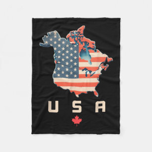 Manta Polar Mapa de camisetas con Canadá y Estados Unidos - An