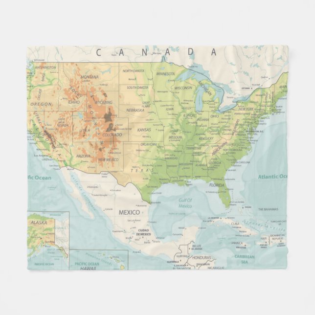 Manta Polar Mapa de color retro del mundo (Frente (Horizontal))