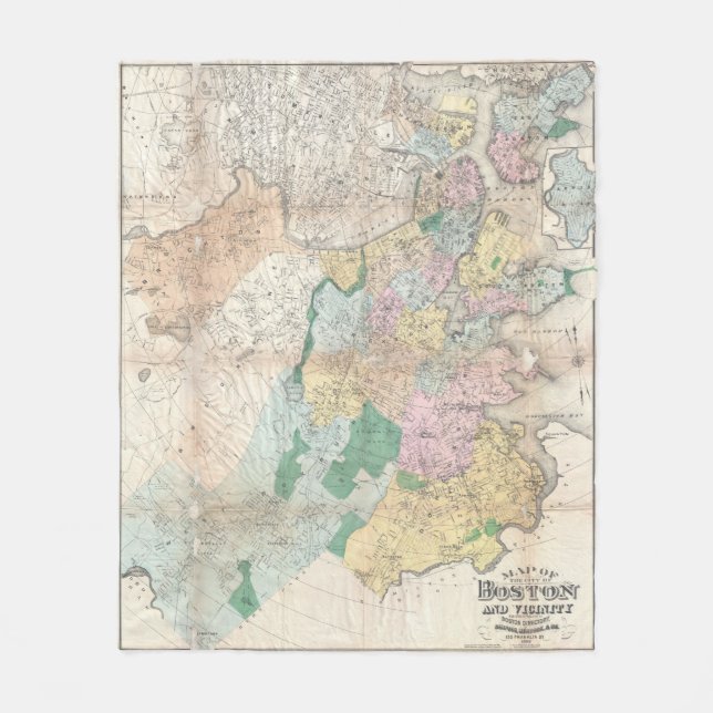 Manta Polar Mapa de época de Boston Massachusetts (1896) (Anverso)