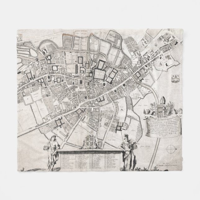 Manta Polar Mapa de época de Cambridge Inglaterra (1690) (Frente (Horizontal))