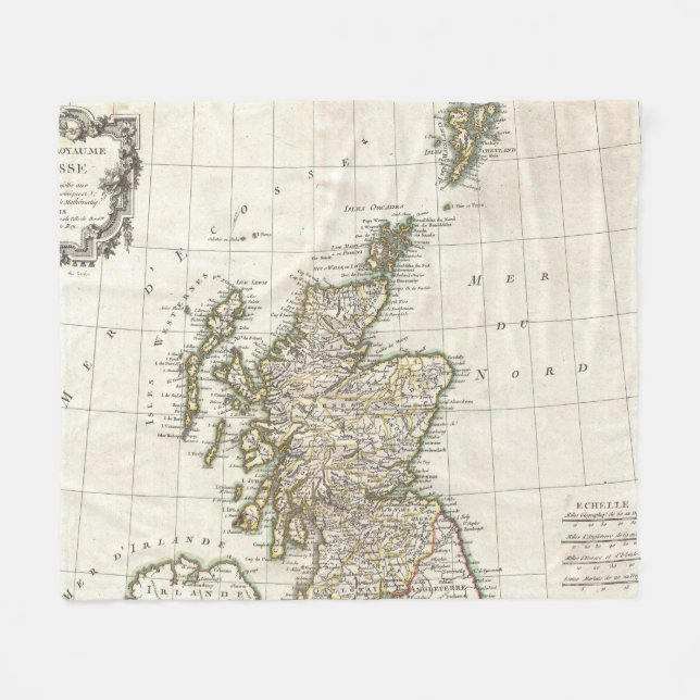Manta Polar Mapa de época de Escocia (1772) (Frente (Horizontal))