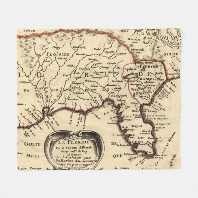 Manta Polar Mapa de época de Florida (1657) (Frente (Horizontal))