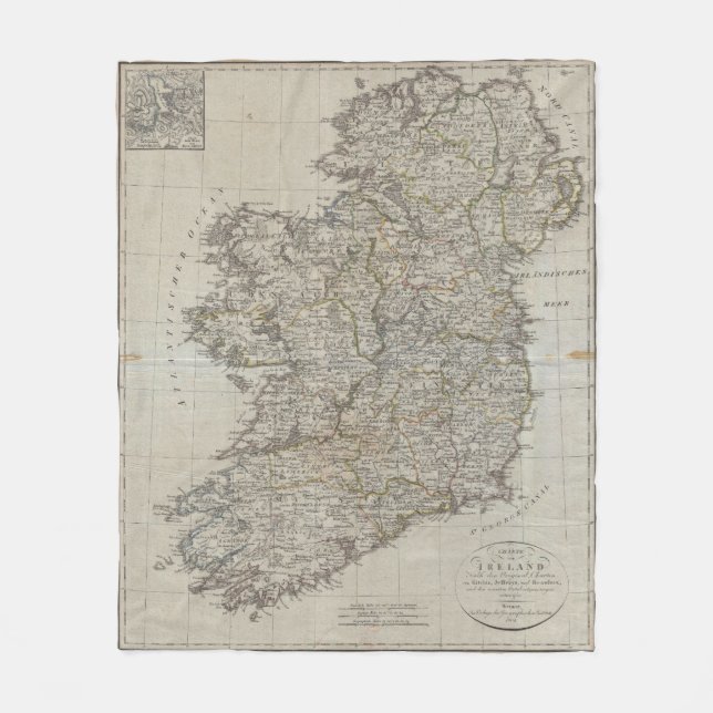 Manta Polar Mapa de época de Irlanda (1804) (Anverso)