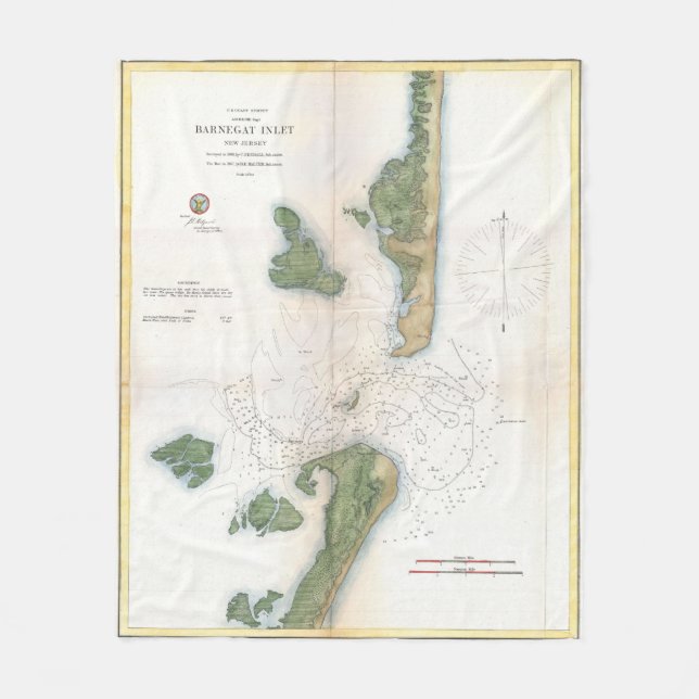 Manta Polar Mapa de época de la entrada de Barnegat (1865) (Anverso)