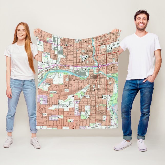 Manta Polar Mapa de época de Lansing Michigan (1965) (In situ)