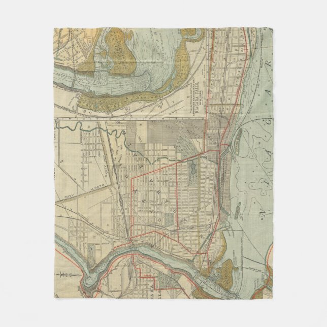 Manta Polar Mapa de época de las cataratas del Niágara NY (189 (Anverso)