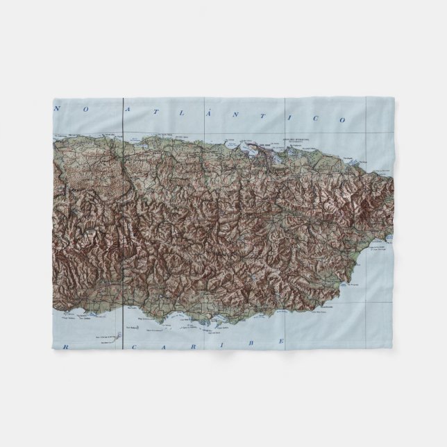 Manta Polar Mapa de época de Puerto Rico (1952) (Frente (Horizontal))