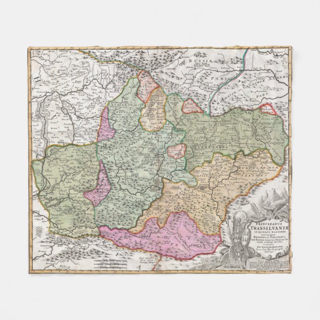 Manta Polar Mapa de época de Transilvania (1720) (Frente (Horizontal))