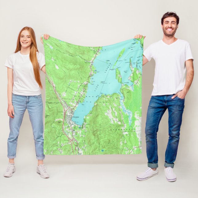 Manta Polar Mapa de época del lago George Nueva York (1966) (In situ)