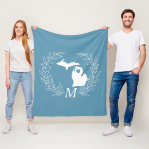 Manta Polar Mapa de estado de Michigan hojas monograma