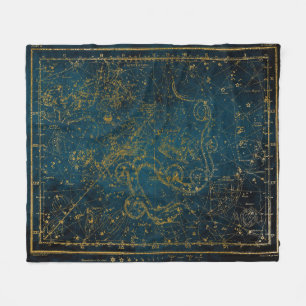 Manta Polar Mapa de estrellas de oro y azul oscuro ilustrado d