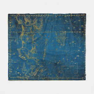 Manta Polar Mapa de estrellas vintage ilustrado azul medio y d