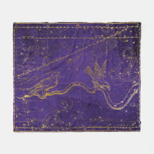 Manta Polar Mapa de estrellas vintage ilustrado púrpura y dora