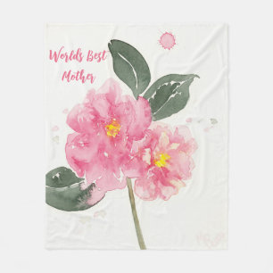 Manta Polar Mapa de fleta media con camelia rosa para madre