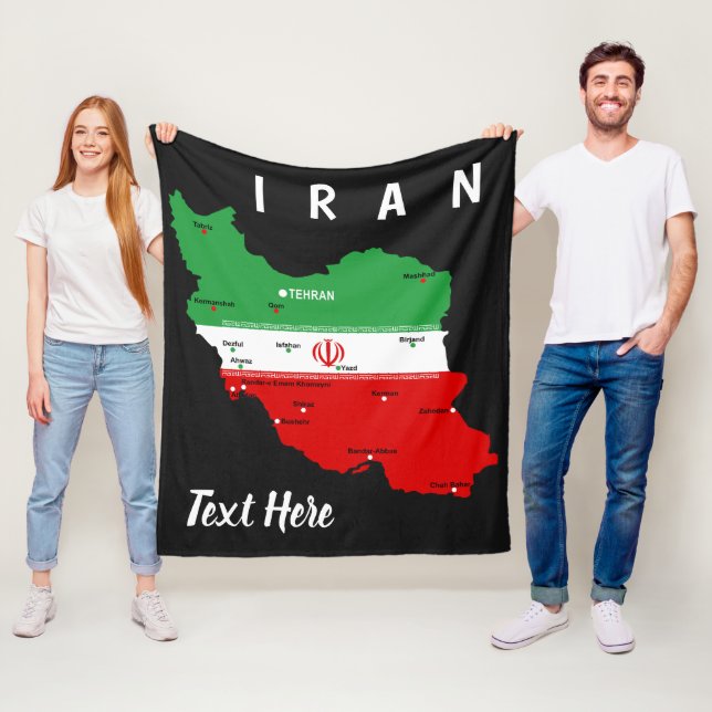 Manta Polar Mapa de Irán con bandera y emblema (In situ)