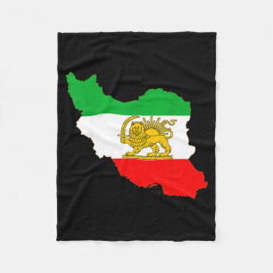 Manta Polar mapa de Irán con emblema de león y sol, bandera pe