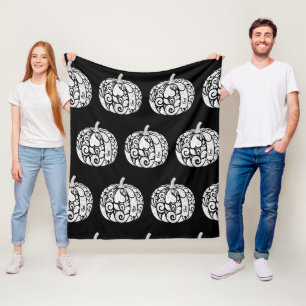 Manta Polar Mapa de la brida de calabaza negra y blanca