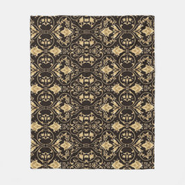 Manta Polar Mapa de la Fleece de Patrón Lujoso Negro.