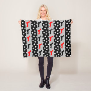 Manta Polar Mapa de la fleta gris negro rojo de Dachshund