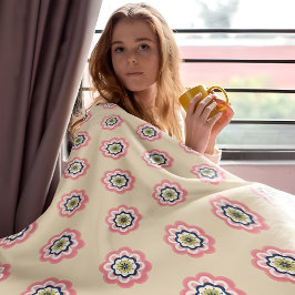 Manta Polar Mapa de la flor rosada moderna Beige Pastel Fleece