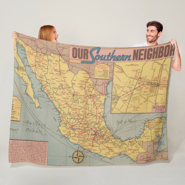 Manta Polar Mapa de México - "nuestro vecino meridional " (In situ)