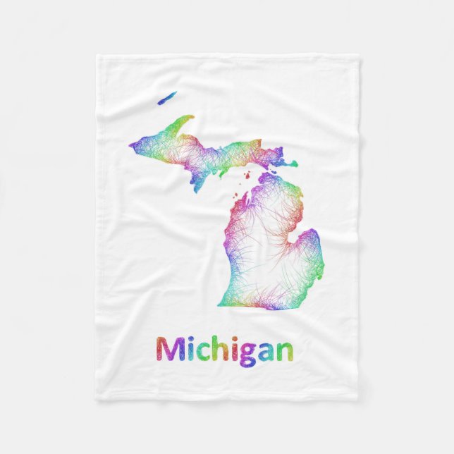 Manta Polar Mapa de Michigan del arco iris (Anverso)