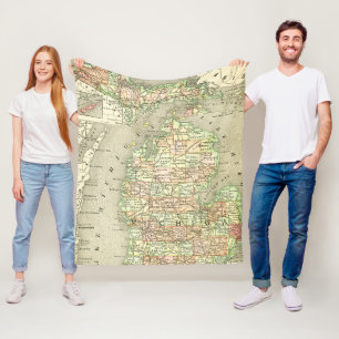 Manta Polar Mapa de Michigan Viaje de los Grandes Lagos Retro
