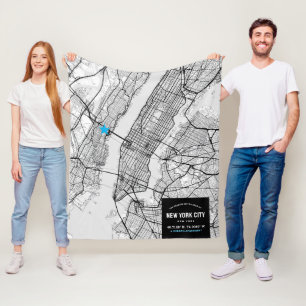 Manta Polar Mapa de Nueva York + Marcar su ubicación