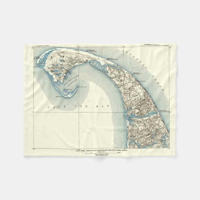 Manta Polar Mapa de Provincetown Cape Cod Massachusetts (Frente (Horizontal))