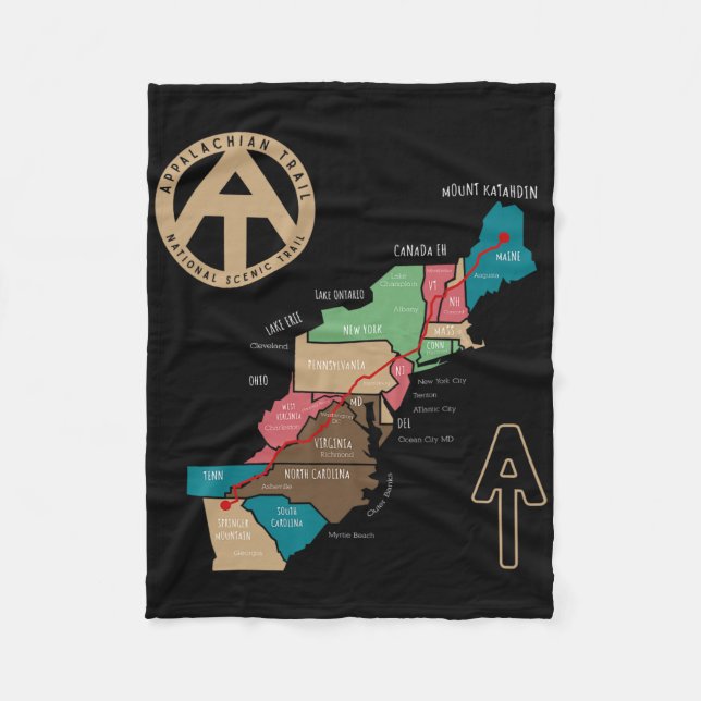 Manta Polar Mapa de senderismo del Appalachian Trail  (Anverso)