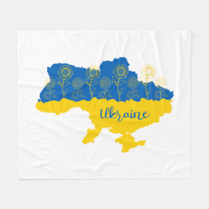 Manta Polar Mapa de Ucrania con girasol y bandera ucraniana
