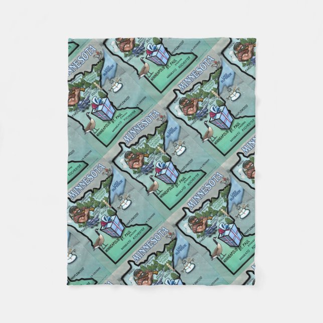 Manta Polar Mapa del dibujo animado de Minnesota (Anverso)