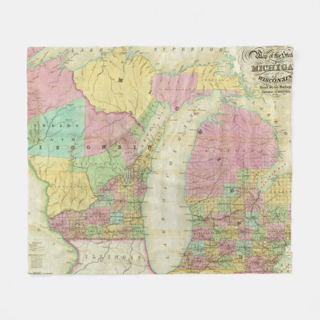 Manta Polar Mapa del estado de Michigan (Frente (Horizontal))