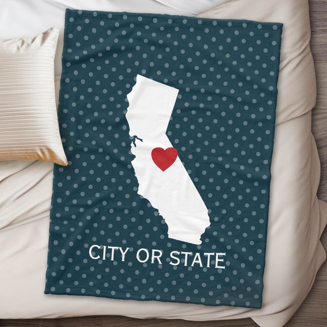 Manta Polar Mapa del estado del hogar de California - Ciudad P (California Personalized Fleece Blanket)