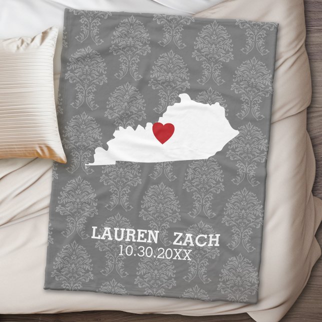 Manta Polar Mapa del estado del hogar de Kentucky - Nombres de (State Personalized Fleece Blanket)