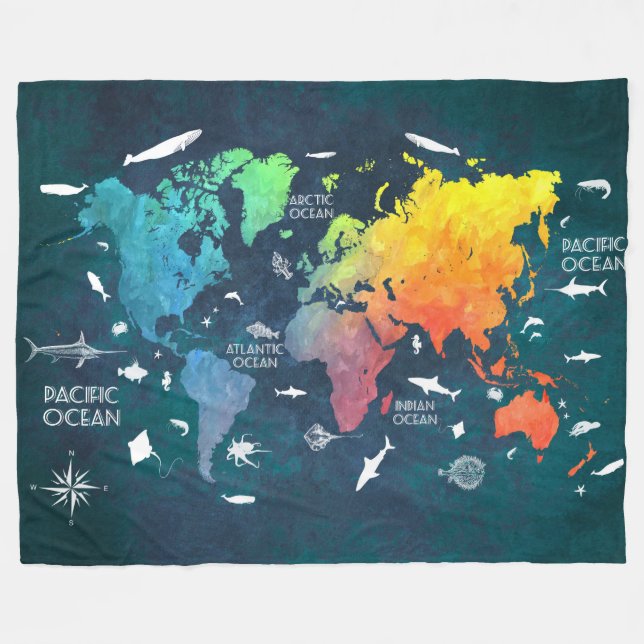 Manta Polar mapa del mundo 12 (Frente (Horizontal))
