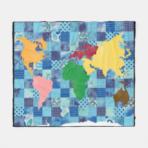 Manta Polar Mapa del mundo acolchado