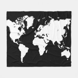 Manta Polar Mapa del mundo blanco negro de diseño 69