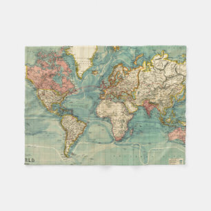 Manta Polar Mapa del mundo de la cosecha de vintage