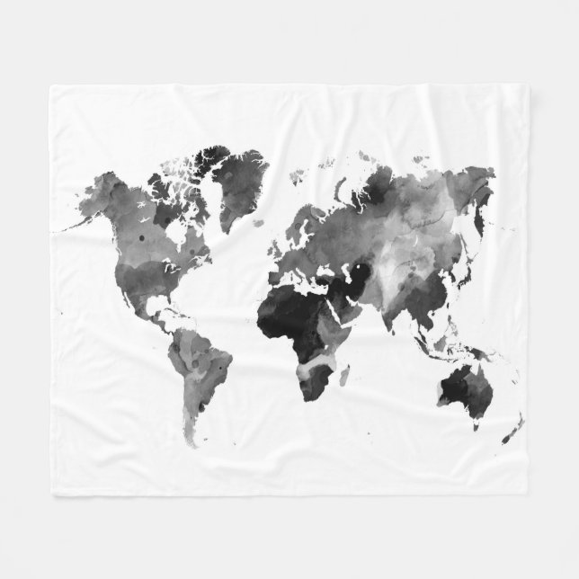 Manta Polar Mapa del mundo del diseño 42 Greyscale (Frente (Horizontal))