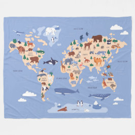 Manta Polar Mapa del mundo infantil Cute Whimsical Moderno
