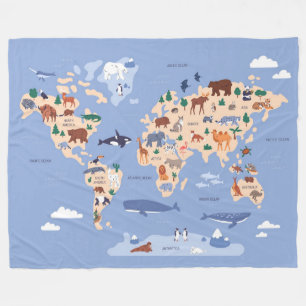 Manta Polar Mapa del mundo infantil Cute Whimsical Moderno