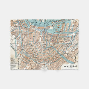 Manta Polar Mapa del vintage de Amsterdam (1905)