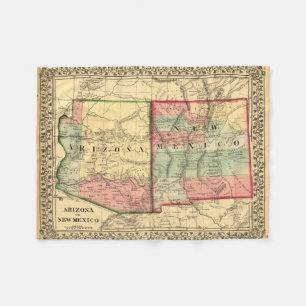 Manta Polar Mapa del vintage de Arizona y de New México