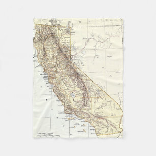 Manta Polar Mapa del vintage de California (1878)