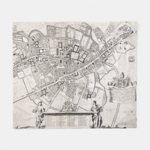 Manta Polar Mapa del vintage de Cambridge Inglaterra (1690)