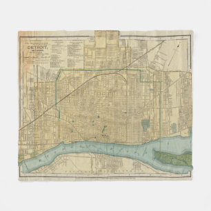 Manta Polar Mapa del vintage de Detroit Michigan (1895)