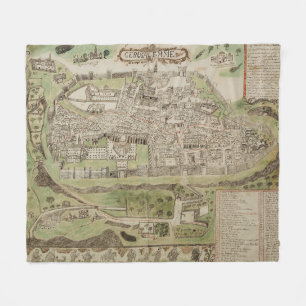 Manta Polar Mapa del vintage de Jerusalén Israel (siglo XVI)